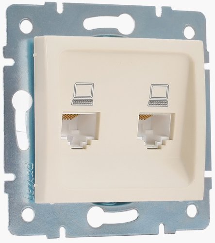 Розетка компьютерная без рамки Lezard Karina 2-м. RJ45 5e кремовый картинка